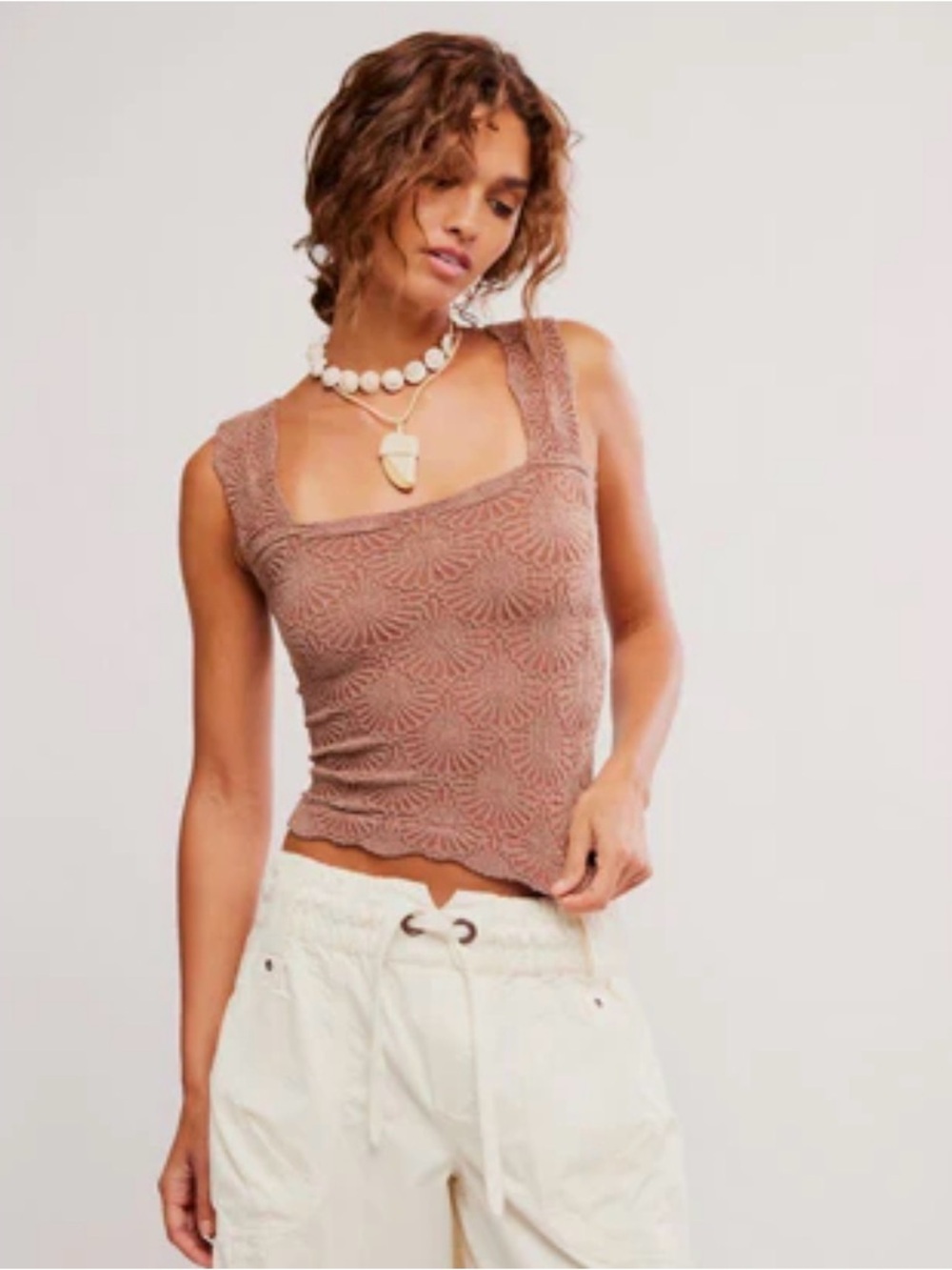 Intimately Free People Love Letter Cami in Dusty Taupe - Size Medium